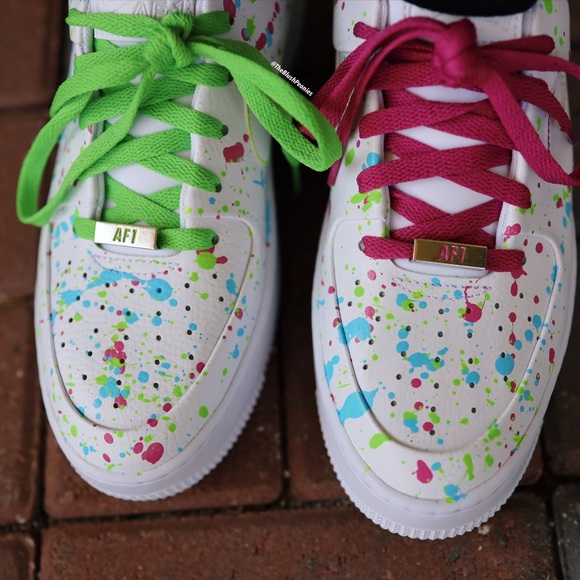 Nike Air Force 1 Sage Low Pink Green Blue White Custom Painted Shoes NWT - Picture 8 of 11